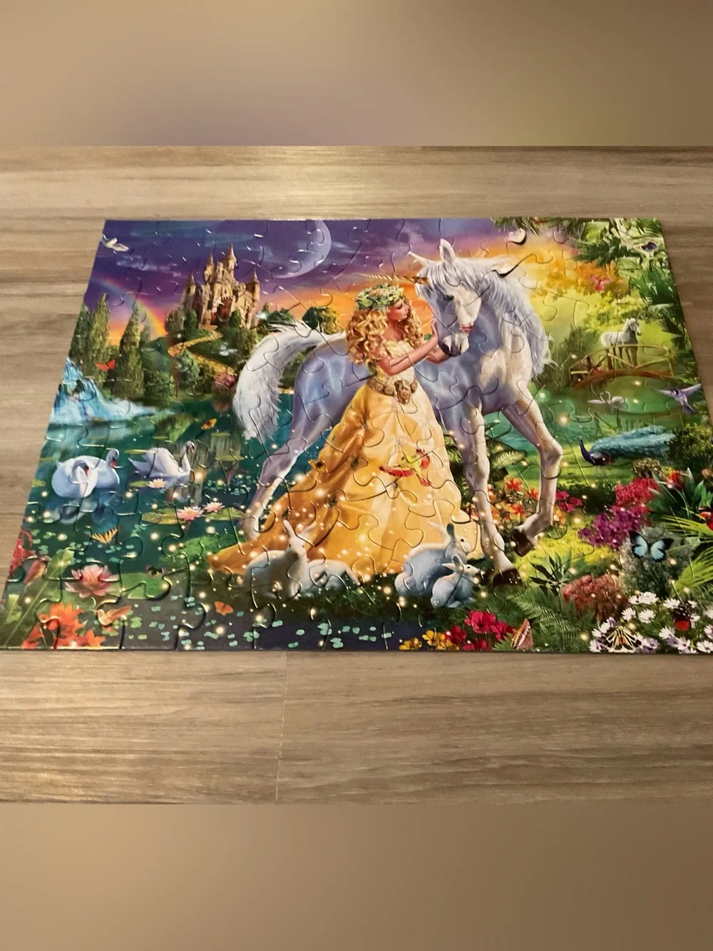 Bits and Pieces Princess & Unicorn 100-Piece Kids Puzzle - Pink Accent